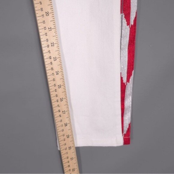 SACHIN & BABI Women’s White Jeans Red Ankle Mesh Detail 515P17-521 Size 6‎ - Picture 9 of 14